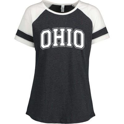 Ohio State OH USA Varsity Style White Font Enza Ladies Jersey Colorblock Tee