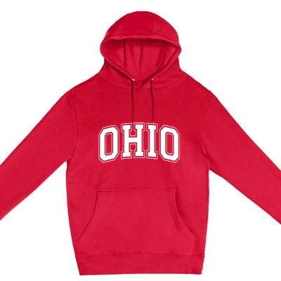 Ohio State OH USA Varsity Style White Font Premium Pullover Hoodie