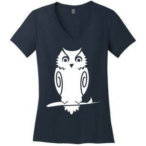 Owl Silhouette Women's V-Neck T-Shirt