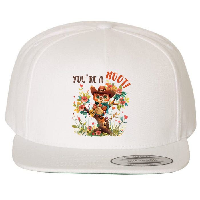 Owl Standing On A Ttree Branch Funny Owl Lover Wool Snapback Cap