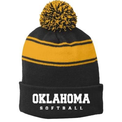 Oklahoma Softball Stripe Pom Pom Beanie