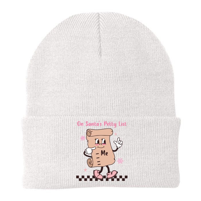 On Santas Petty List File Funny Pink Christmas Knit Cap Winter Beanie