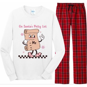 On Santas Petty List File Funny Pink Christmas Long Sleeve Pajama Set