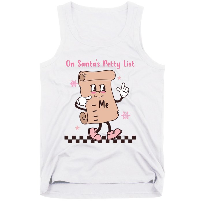 On Santas Petty List File Funny Pink Christmas Tank Top