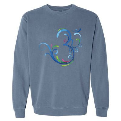 Om Shanti Peace Aum Dharma Yoga Hindu Buddhism Flower Garment-Dyed Sweatshirt