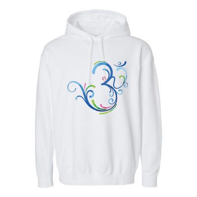 Om Shanti Peace Aum Dharma Yoga Hindu Buddhism Flower Garment-Dyed Fleece Hoodie