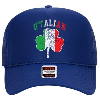 Otalian St Patricks Day Italian Italy Flag Italia High Crown Mesh Back Trucker Hat