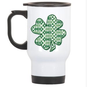 Ohio St Patrick's Day 4 Leaf Clover State Silhouette Stainless Steel Travel Mug