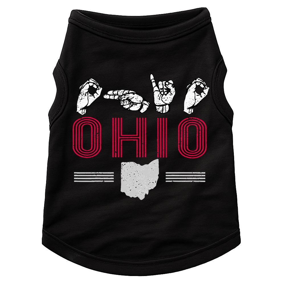 Ohio S.T.A.T.E Pride Sign Language Letters Sports Fan Doggie Tank