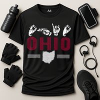 Ohio S.T.A.T.E Pride Sign Language Letters Sports Fan Cooling Performance Crew T-Shirt