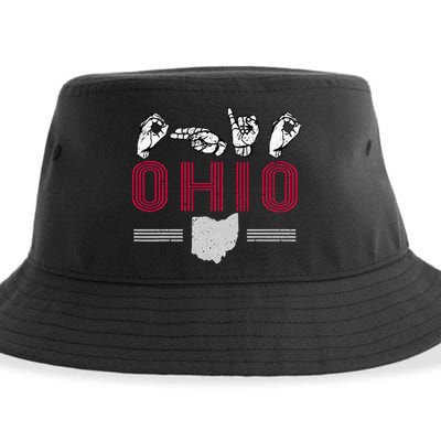 Ohio S.T.A.T.E Pride Sign Language Letters Sports Fan Sustainable Bucket Hat
