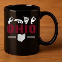 Ohio S.T.A.T.E Pride Sign Language Letters Sports Fan 11oz C Handle Ceramic Mug