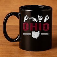 Ohio S.T.A.T.E Pride Sign Language Letters Sports Fan 11oz C Handle Ceramic Mug
