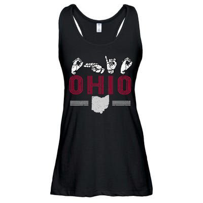 Ohio S.T.A.T.E Pride Sign Language Letters Sports Fan Ladies Essential Flowy Tank