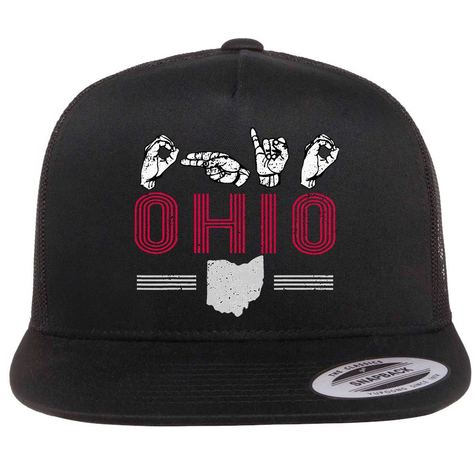 Ohio S.T.A.T.E Pride Sign Language Letters Sports Fan Flat Bill Trucker Hat