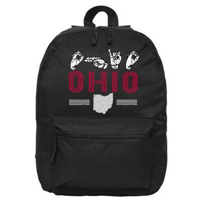 Ohio S.T.A.T.E Pride Sign Language Letters Sports Fan 16 in Basic Backpack