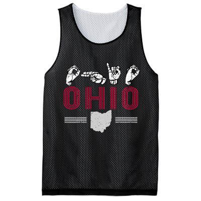 Ohio S.T.A.T.E Pride Sign Language Letters Sports Fan Mesh Reversible Basketball Jersey Tank
