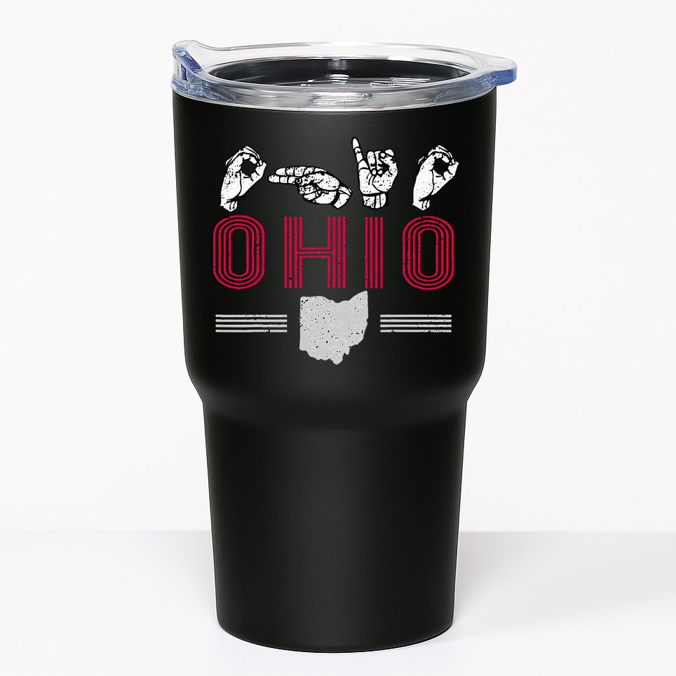 Ohio S.T.A.T.E Pride Sign Language Letters Sports Fan Tumbler