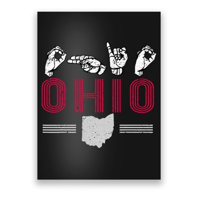 Ohio S.T.A.T.E Pride Sign Language Letters Sports Fan Poster
