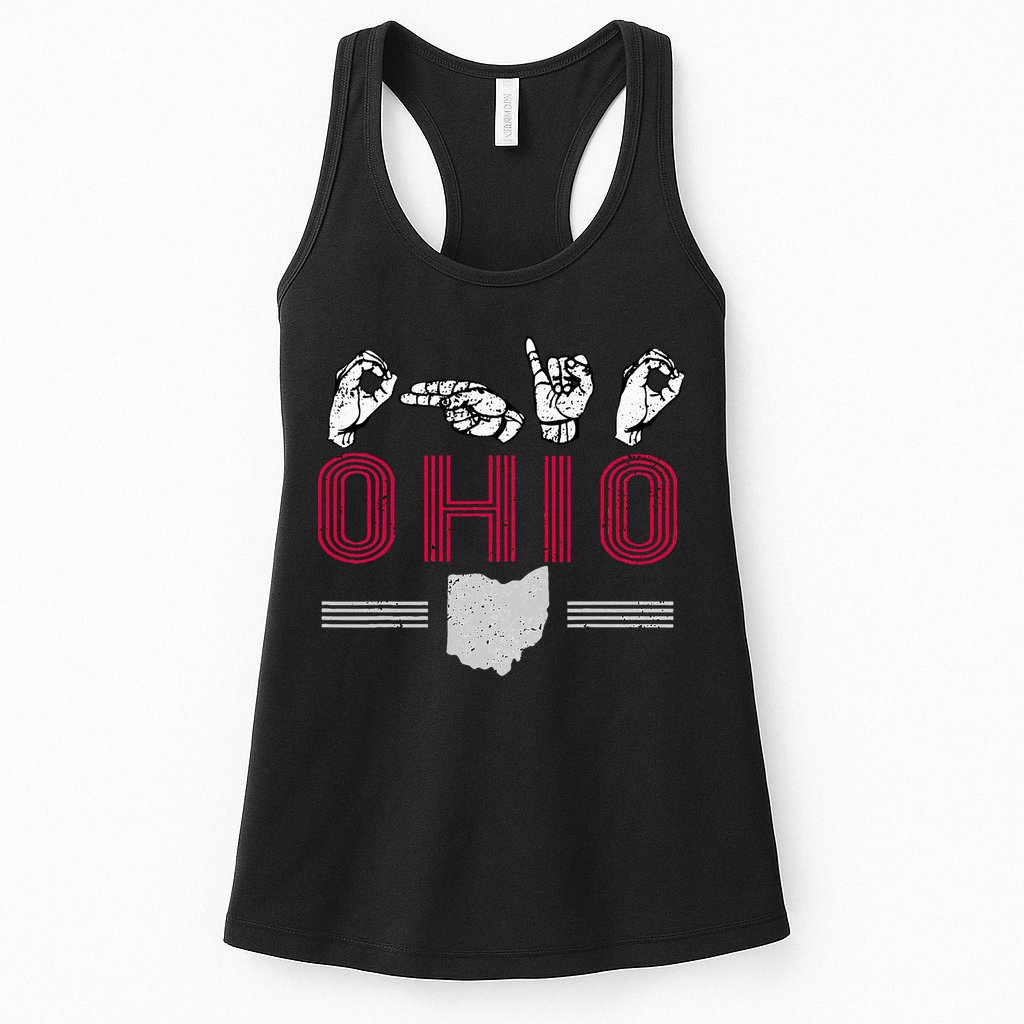 Ohio S.T.A.T.E Pride Sign Language Letters Sports Fan Womens Tank Top