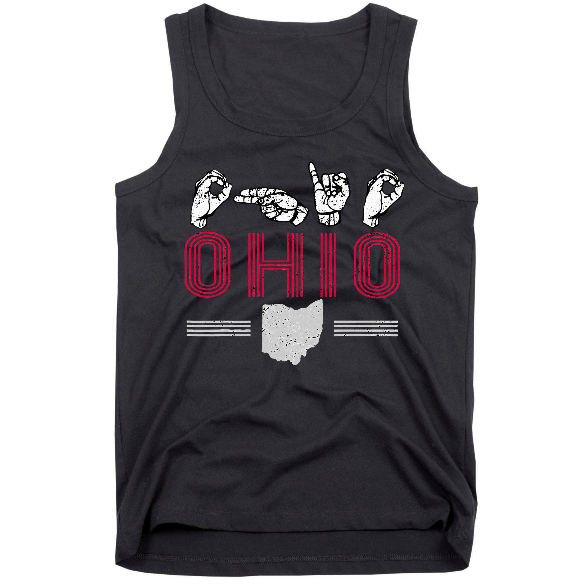 Ohio S.T.A.T.E Pride Sign Language Letters Sports Fan Tank Top
