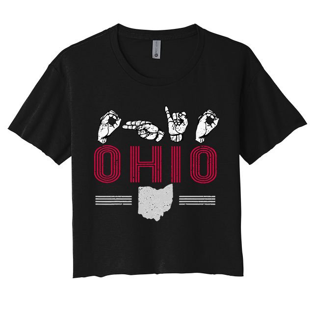 Ohio S.T.A.T.E Pride Sign Language Letters Sports Fan Crop Top