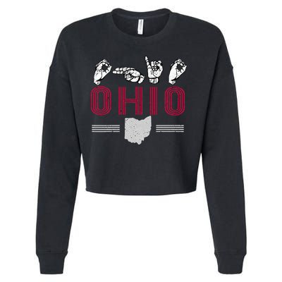 Ohio S.T.A.T.E Pride Sign Language Letters Sports Fan Cropped Pullover Crew