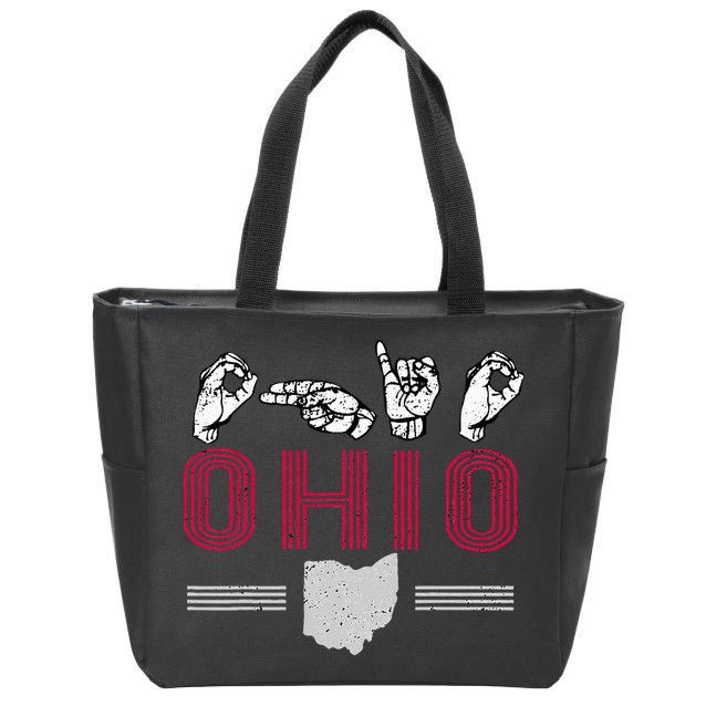 Ohio S.T.A.T.E Pride Sign Language Letters Sports Fan Zip Tote Bag