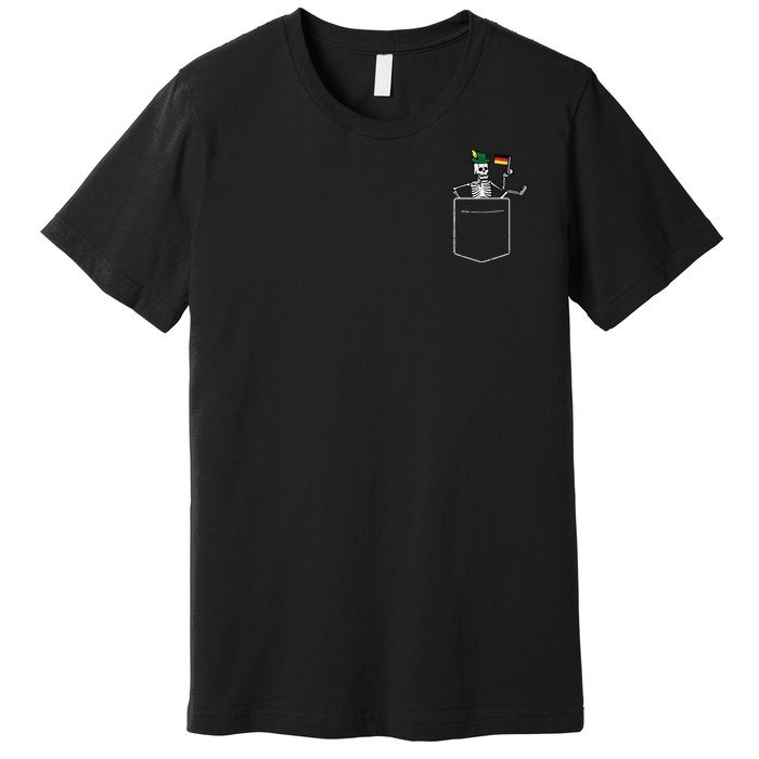 Oktoberfest Skeleton Pocket German Bavarian Premium T-Shirt