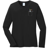 Oktoberfest Skeleton Pocket German Bavarian Ladies Long Sleeve Shirt