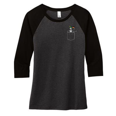 Oktoberfest Skeleton Pocket German Bavarian Women's Tri-Blend 3/4-Sleeve Raglan Shirt