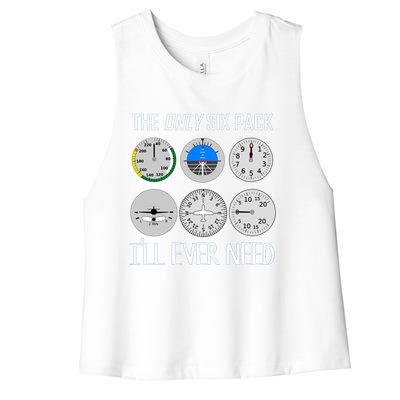 Only Six Pack Ill Need Funny Pilot Quote Gift Women's Racerback Cropped Tank