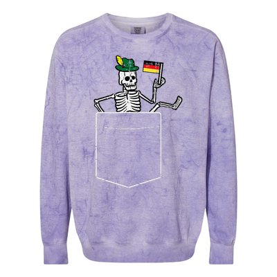 Oktoberfest Skeleton Pocket German Bavarian Colorblast Crewneck Sweatshirt