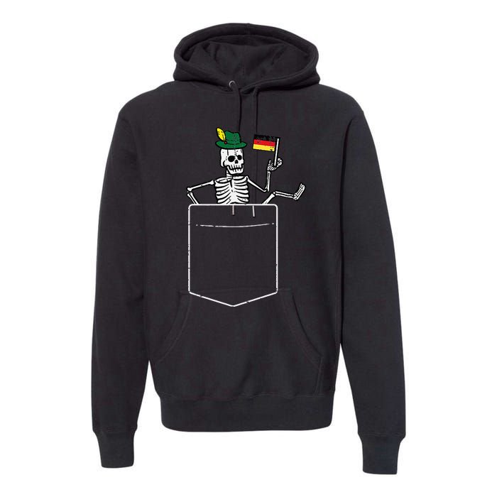 Oktoberfest Skeleton Pocket German Bavarian Premium Hoodie