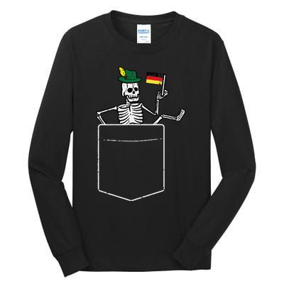 Oktoberfest Skeleton Pocket German Bavarian Tall Long Sleeve T-Shirt