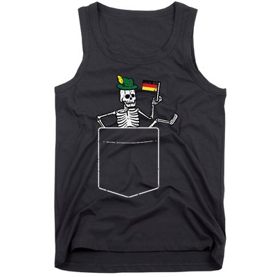 Oktoberfest Skeleton Pocket German Bavarian Tank Top