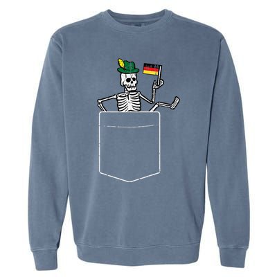 Oktoberfest Skeleton Pocket German Bavarian Garment-Dyed Sweatshirt