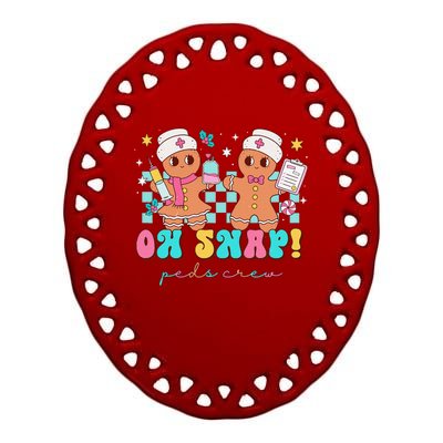 Oh Snap Peds Crew Gingerbread Pediatric Nurse Christmas Ceramic Oval Ornament