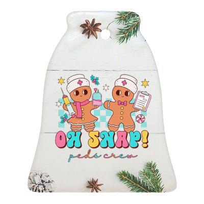 Oh Snap Peds Crew Gingerbread Pediatric Nurse Christmas Ceramic Bell Ornament