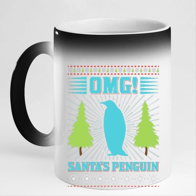 Omg Santa's Penguin 11oz Black Color Changing Mug