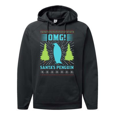 Omg Santa's Penguin Performance Fleece Hoodie