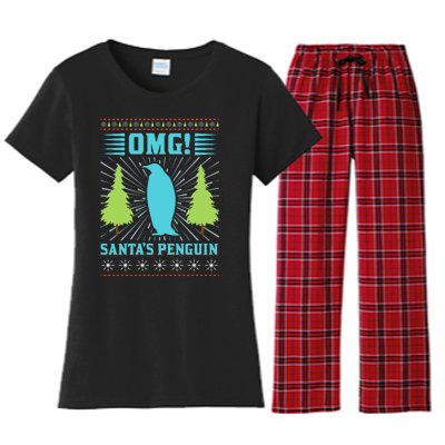 Omg Santa's Penguin Women's Flannel Pajama Set