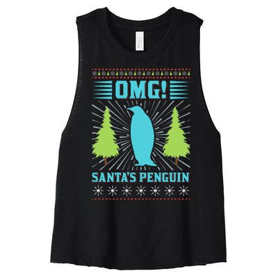 Omg Santa's Penguin Women's Racerback Cropped Tank