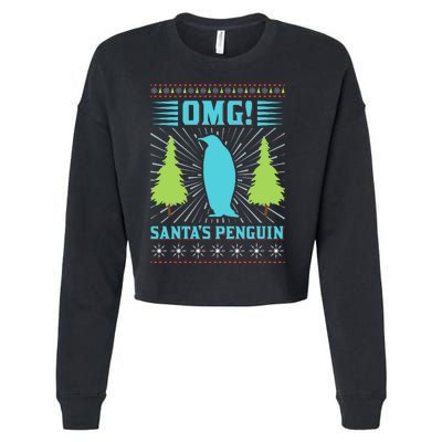 Omg Santa's Penguin Cropped Pullover Crew