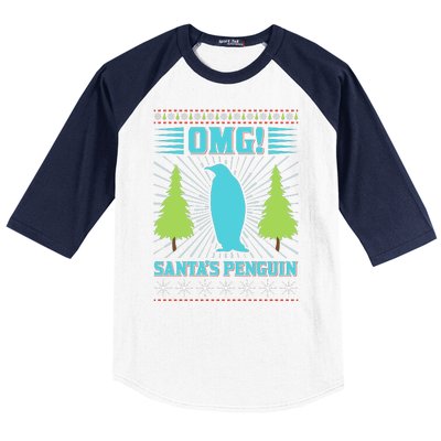 Omg Santa's Penguin Baseball Sleeve Shirt