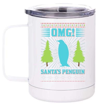 Omg Santa's Penguin 12 oz Stainless Steel Tumbler Cup