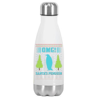 Omg Santa's Penguin Stainless Steel Insulated Water Bottle