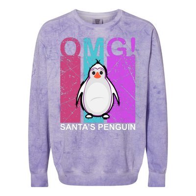 Omg Santa's Penguin Colorblast Crewneck Sweatshirt