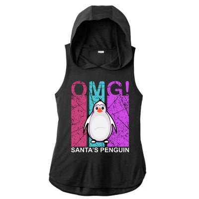 Omg Santa's Penguin Ladies PosiCharge Tri-Blend Wicking Draft Hoodie Tank