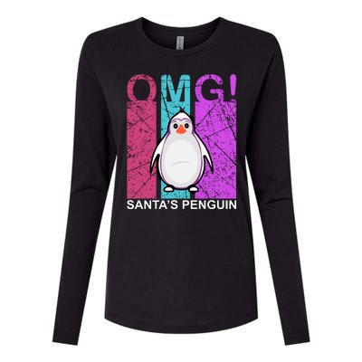 Omg Santa's Penguin Womens Cotton Relaxed Long Sleeve T-Shirt